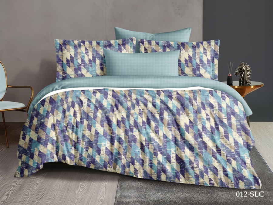 КПБ Cleo сатин набивной "Satin Lux" полуторный 145*215*1 150*220*1(±5) 70*70*2(±2) (15/012-SL, Абстракция, Мультиколор)
