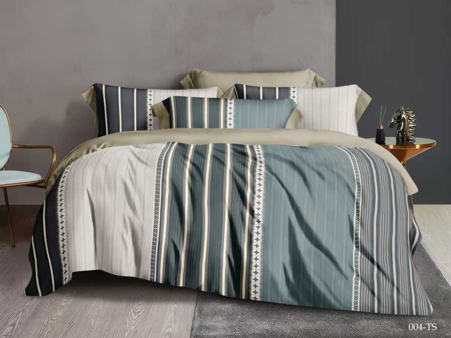 КПБ Cleo тенсель "Soft Tencel" двуспальный 180*210*1 230*240*1(±5) 50*70*2(±8) RU (22/1004-TS, Полоска, Мультиколор)