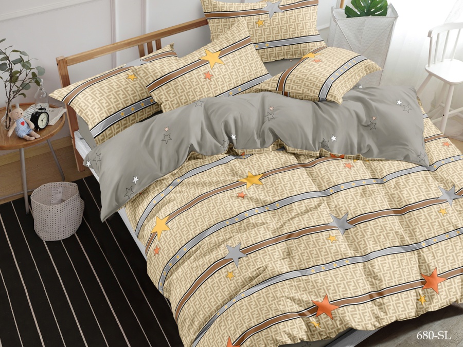 КПБ Cleo сатин набивной "Satin Lux" полуторный 145*215*1 150*220*1(±5) 70*70*2(±2) (15/680-SL, Оригинальное, Мультиколор)