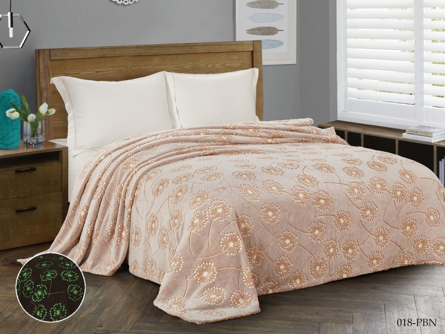 Плед Cleo «Bamboo Neon» велсофт полуторный 150*200 (150/018-PBN, Цветы, Бежевый)