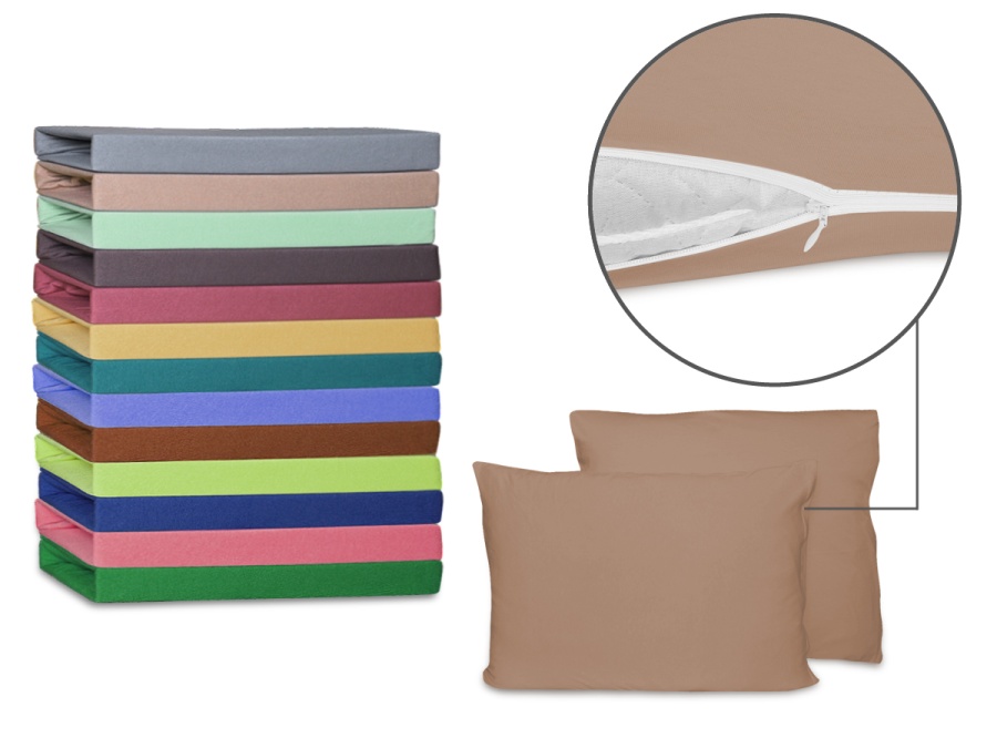 Наволочки Cleo трикотажные на молнии (2шт) (мокко)