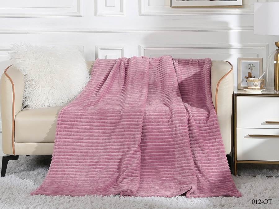 Плед Cleo "Orrizonte" велсофт полуторный 150*200 (150/012-OT, Полоска, Розовый)