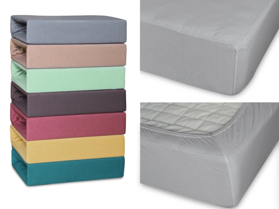 Простыня Cleo трикотажная на резинке 140*200*25 (14/005-TP, Однотонное, Серый)