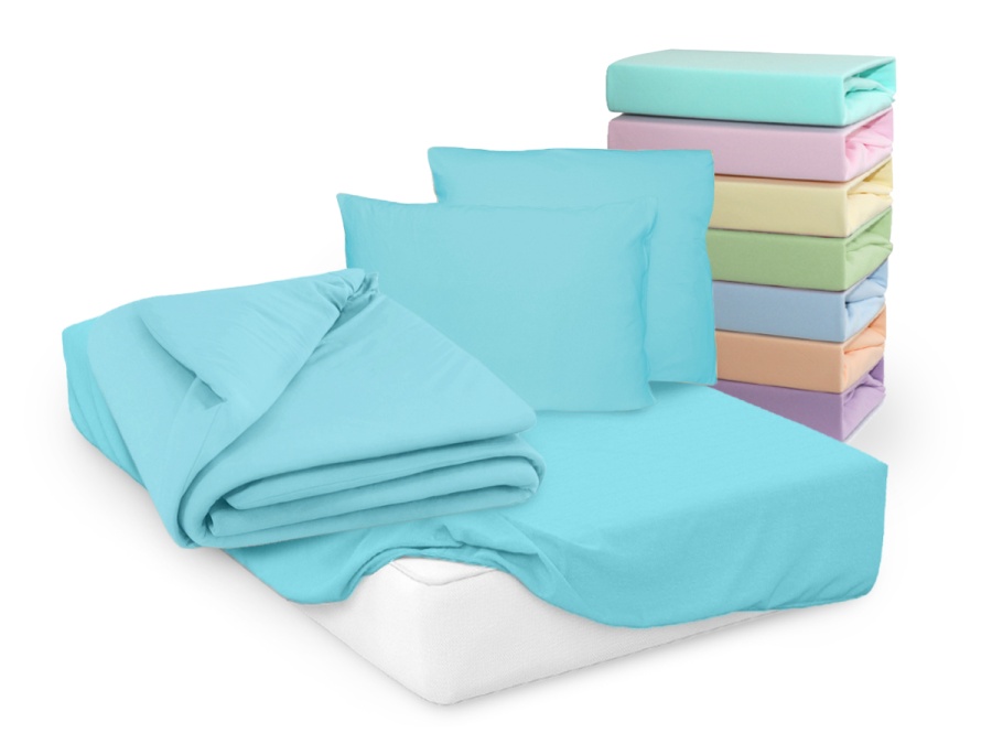 Простыня Cleo трикотажная на резинке 200*200*25 (20/12, Однотонный, Бирюза)