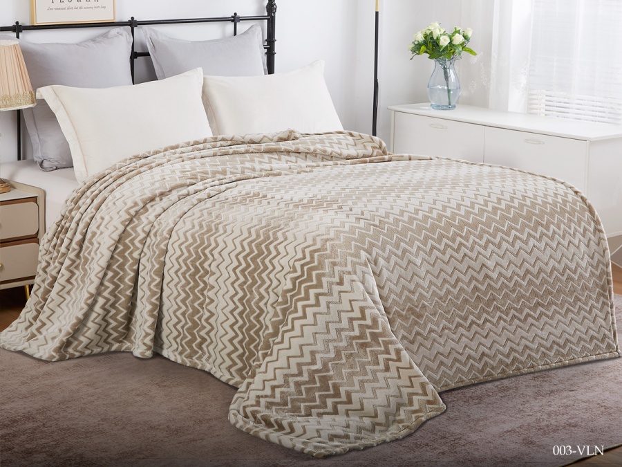 Плед CL HOME "Volna" велсофт полуторный 150*200 (150/003-VLN, Зиг-заг, Бежевый)
