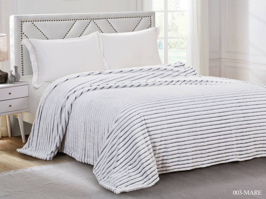 Плед CL HOME "Marmari" велсофт полуторный 150*200 MARE (CH150/003-MARE, Полоска, Черный)