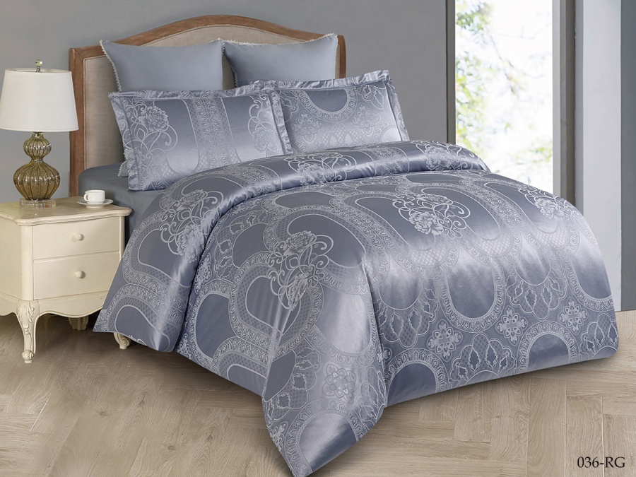 КПБ Cleo "Royal Jacquard" дуэт 150*215*2 230*250*1(±5) 50*70*2+5см(±2) 70*70*2(±2) (41/036-RG, Узоры, Голубой)