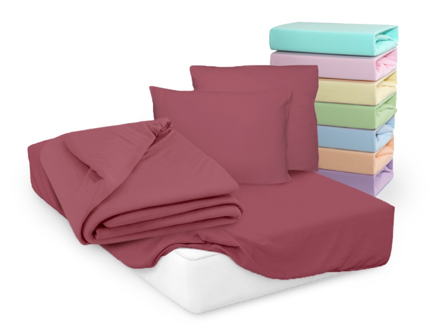 Простыня Cleo трикотажная на резинке 140*200*25 (14/20, Однотонный, Марсала)