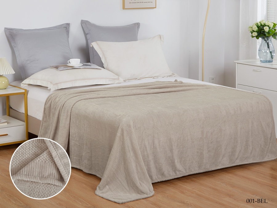 Плед CL HOME "Bellini" велсофт двуспальный 180*200 (180/001-BEL, Узоры, Бежевый)
