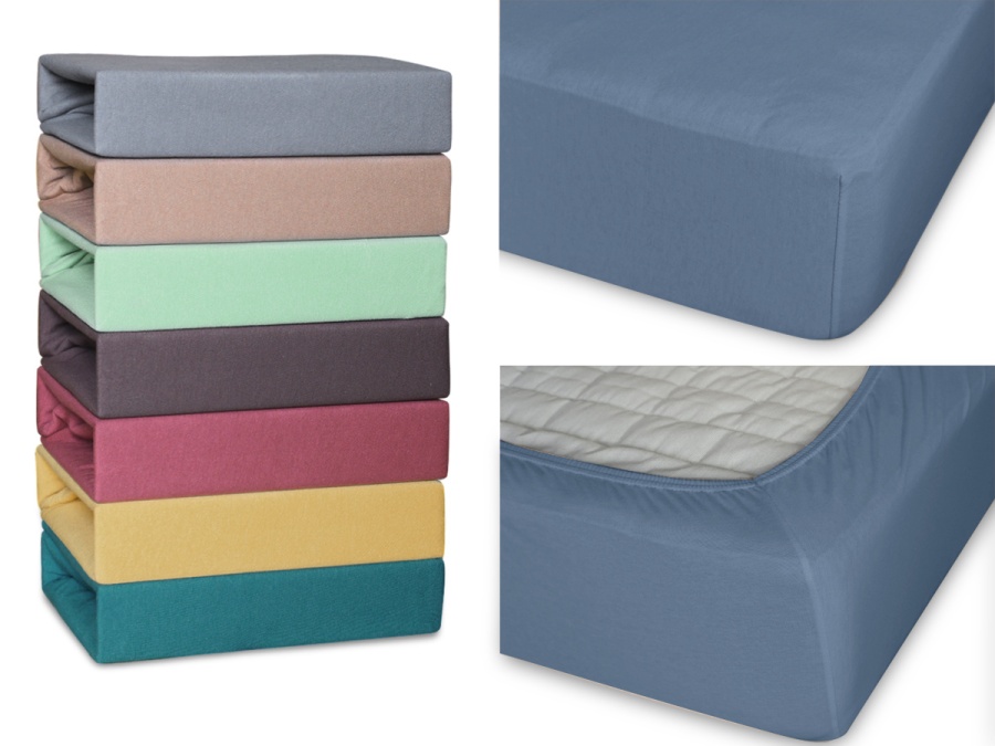 Простыня Cleo трикотажная на резинке 140*200*25 (14/008-TP, Однотонное, Индиго)