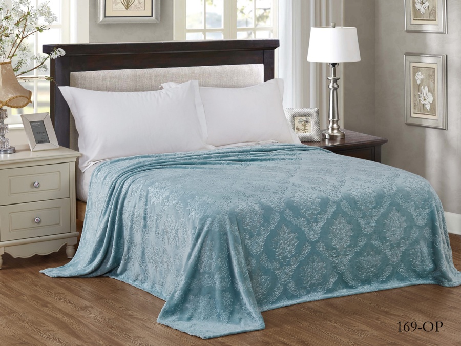 Плед CL HOME "Parma" велсофт двуспальный 180*200 в Zip-пакете (180/169-OP/ZIP, Узоры, Голубой)