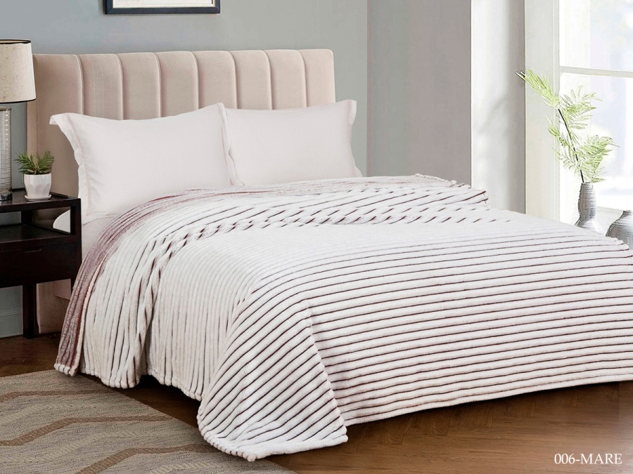 Плед CL HOME "Marmari" велсофт евро 200*220 MARE (CH200/006-MARE, Полоска, Коричневый)