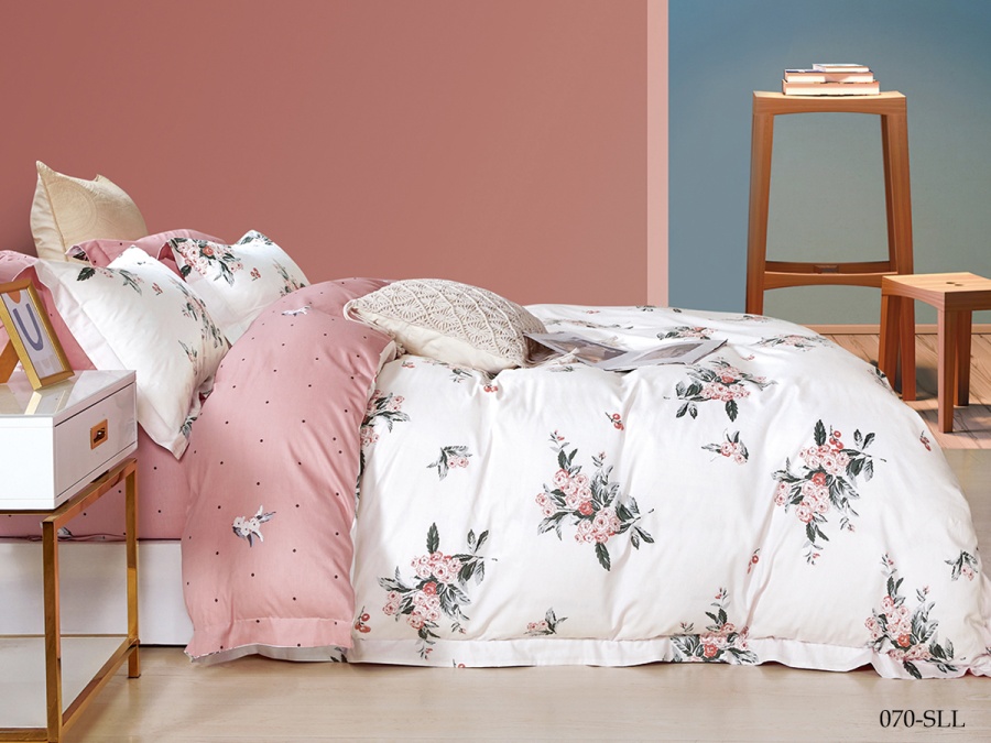 КПБ Cleo сатин набивной "Satin euro max" полуторный 145*215*1 160*230*1(±5) 50*70*2(±2) (16/070-SLL, Цветы, Мультиколор)